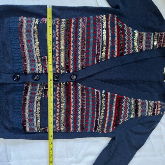 Sequined front merino wool cardigan. - Picture 3 of 15